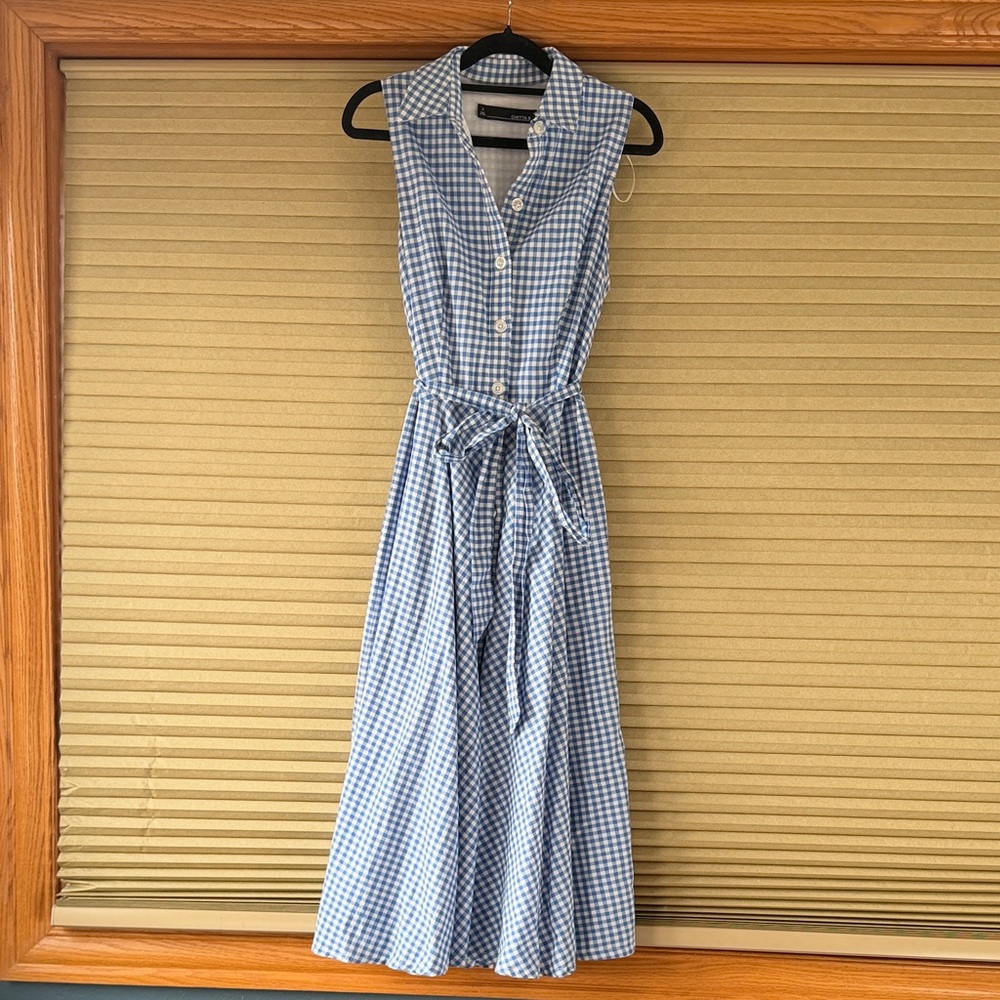 Chetta B Blue Checkered Midi Dress